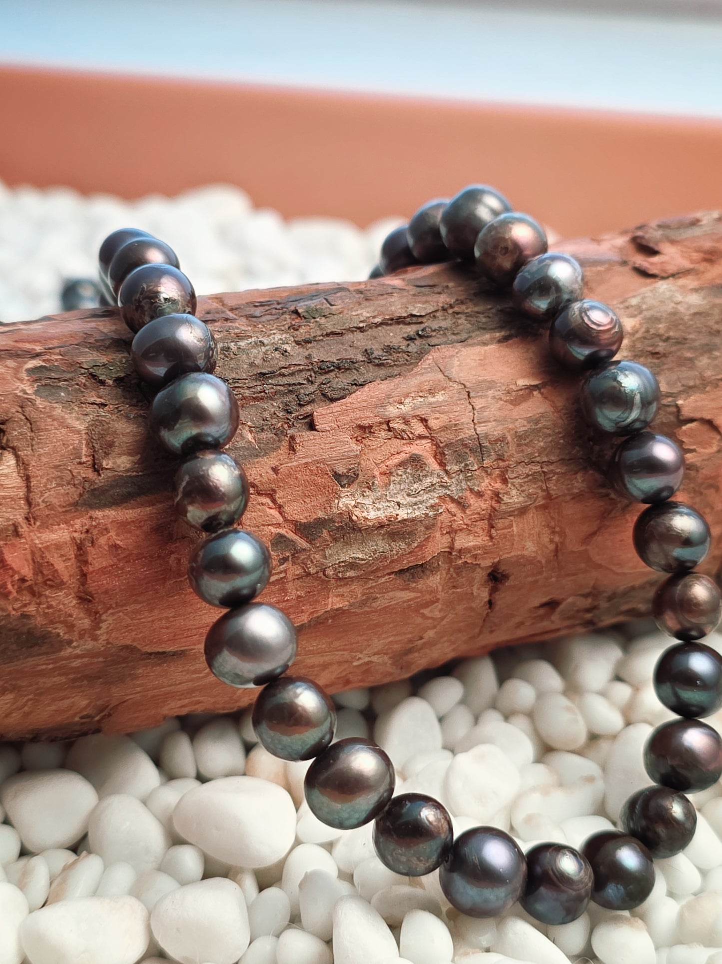 Sterling Silver Peacock Baroque Pearl Necklace