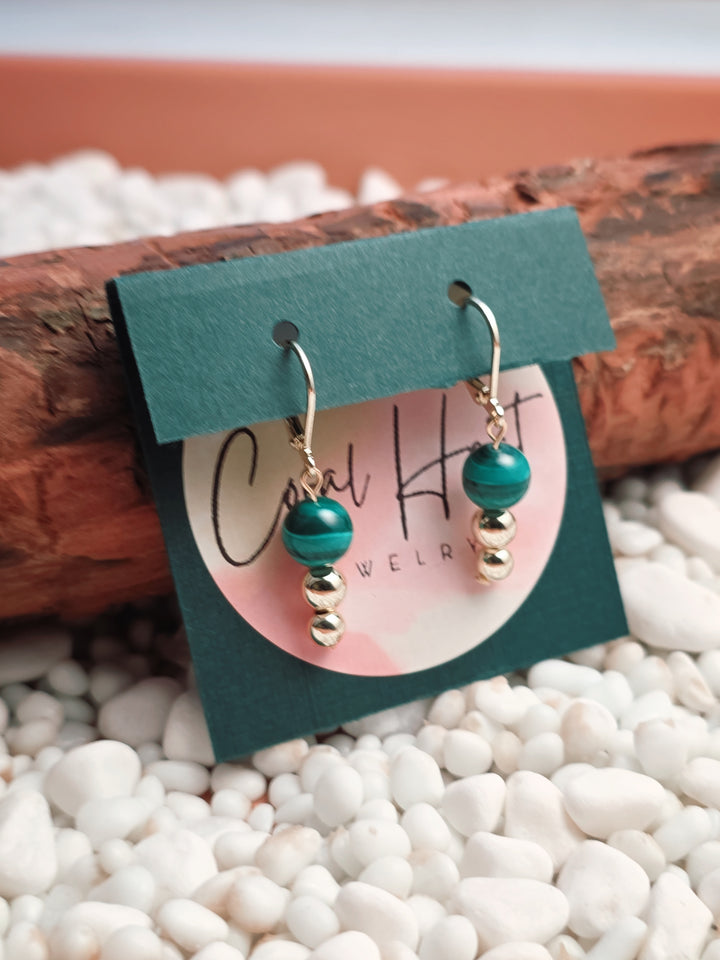 Malachite & Gold Tiered Earrings