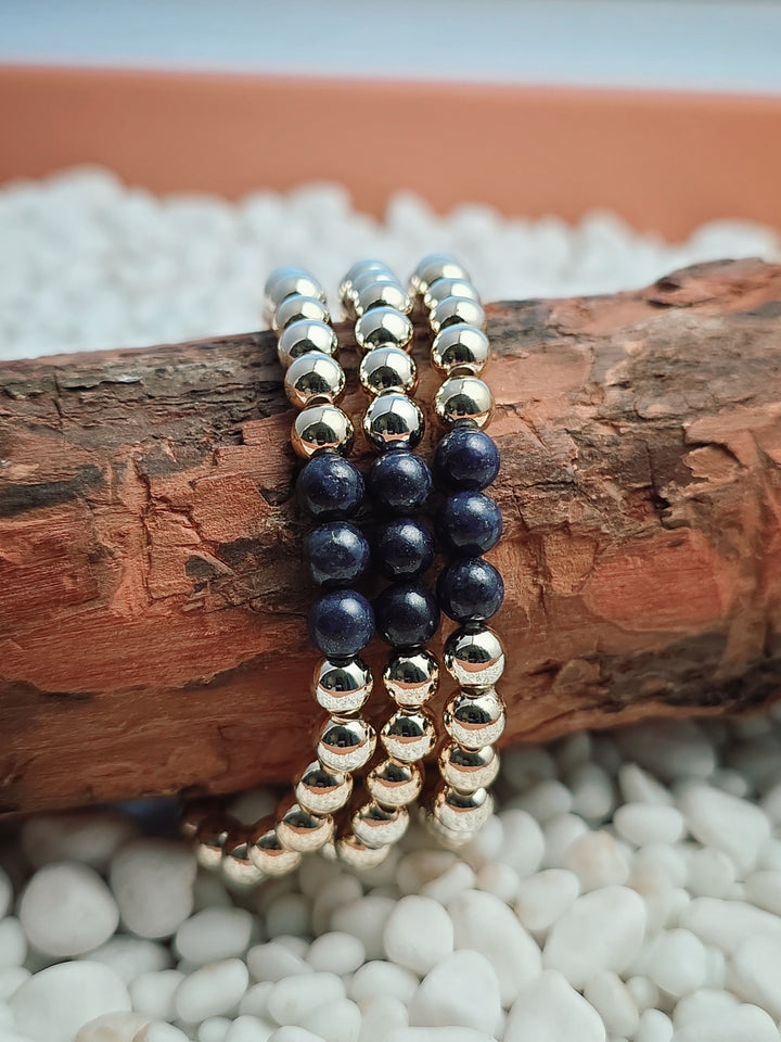 Gold Filled Lapis Lazuli Beaded Bracelet
