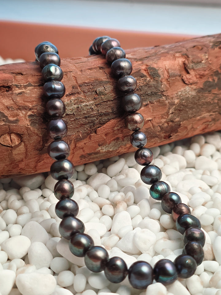 Sterling Silver Peacock Baroque Pearl Necklace