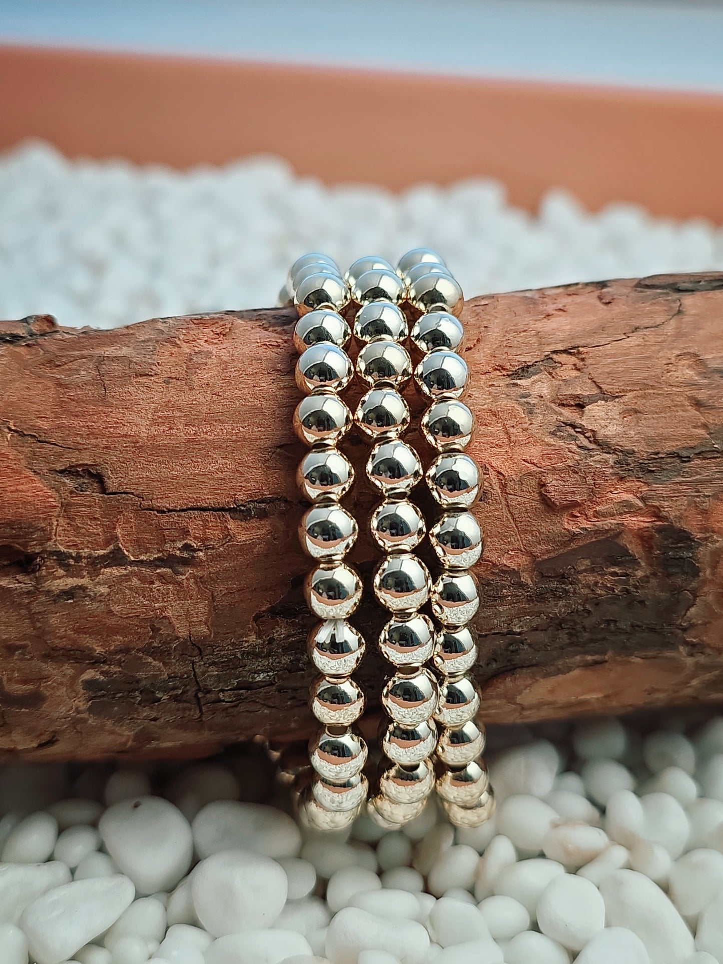 Gold Filled Beaded Stretch Bracelet (6mm)