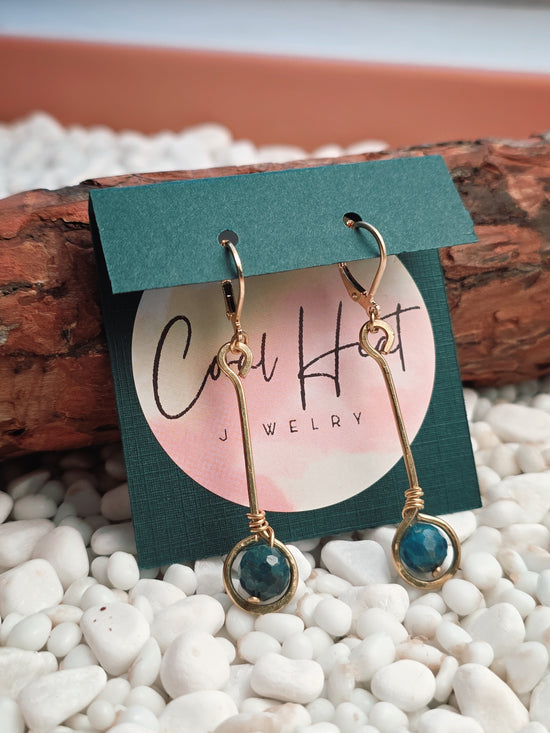 Brass Blue Apatite Drop Earrings