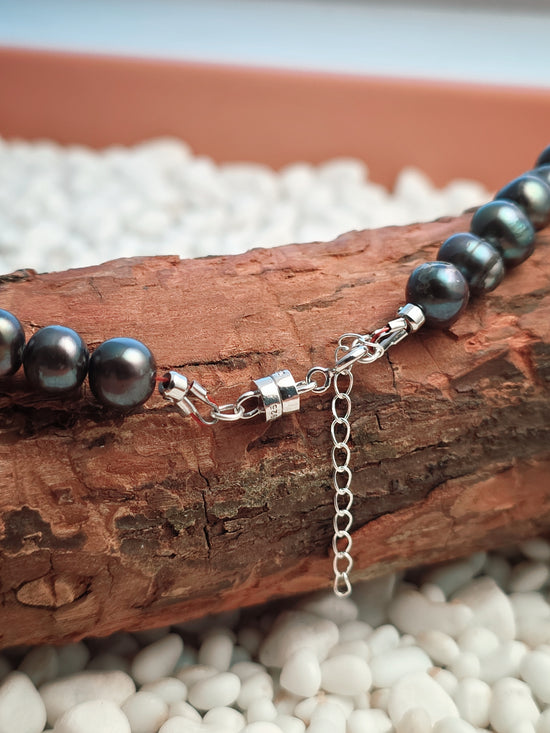 Sterling Silver Peacock Baroque Pearl Necklace