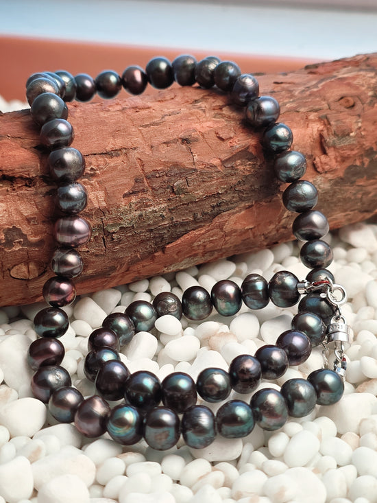 Sterling Silver Peacock Baroque Pearl Necklace