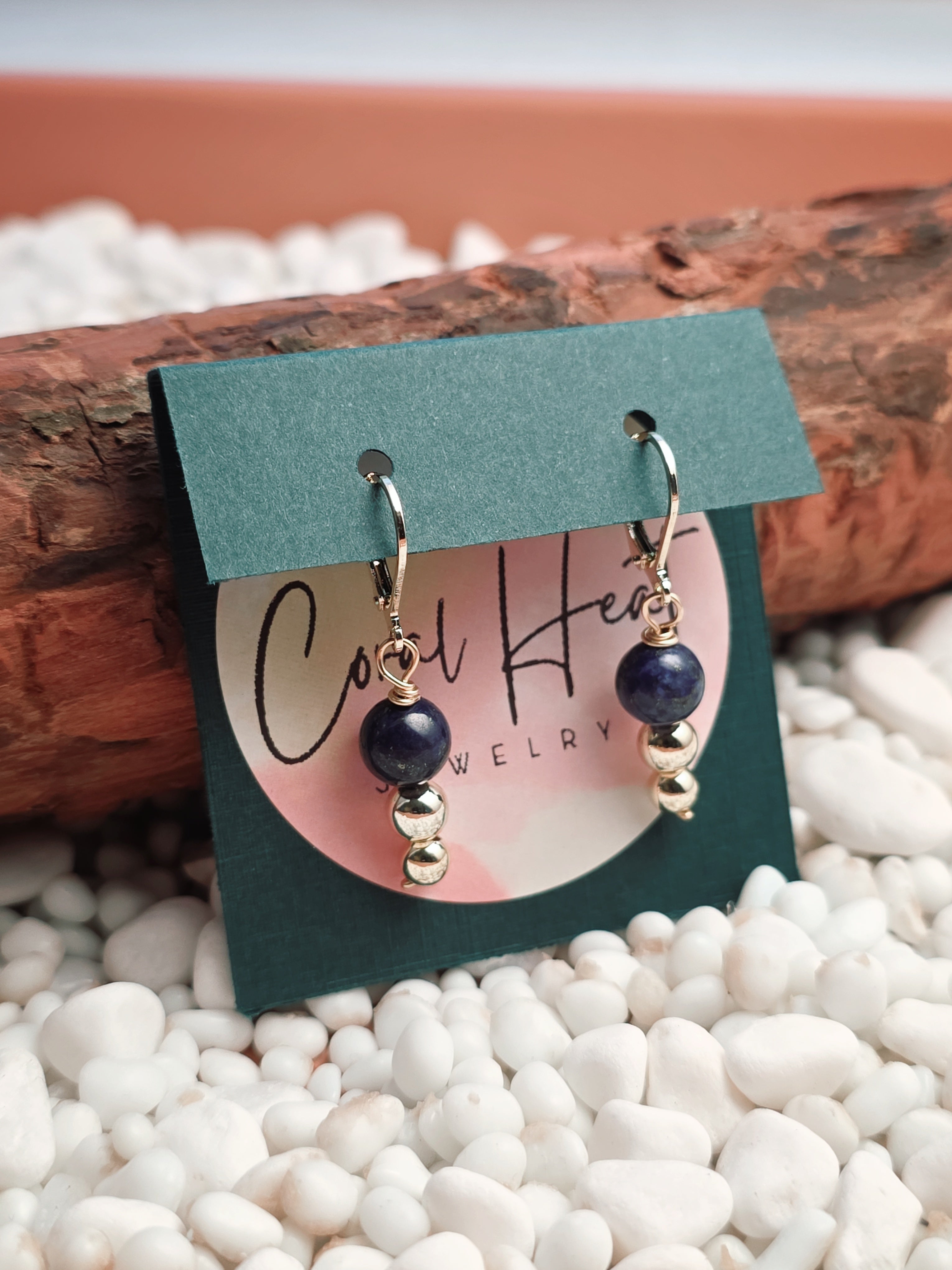 Gold Filled Lapis Tiered Earrings