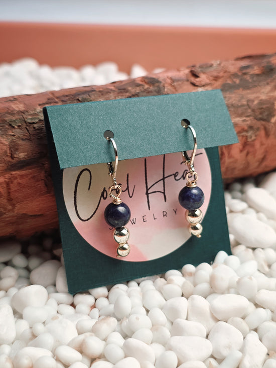 Lapis Gold Filled Tiered Earrings