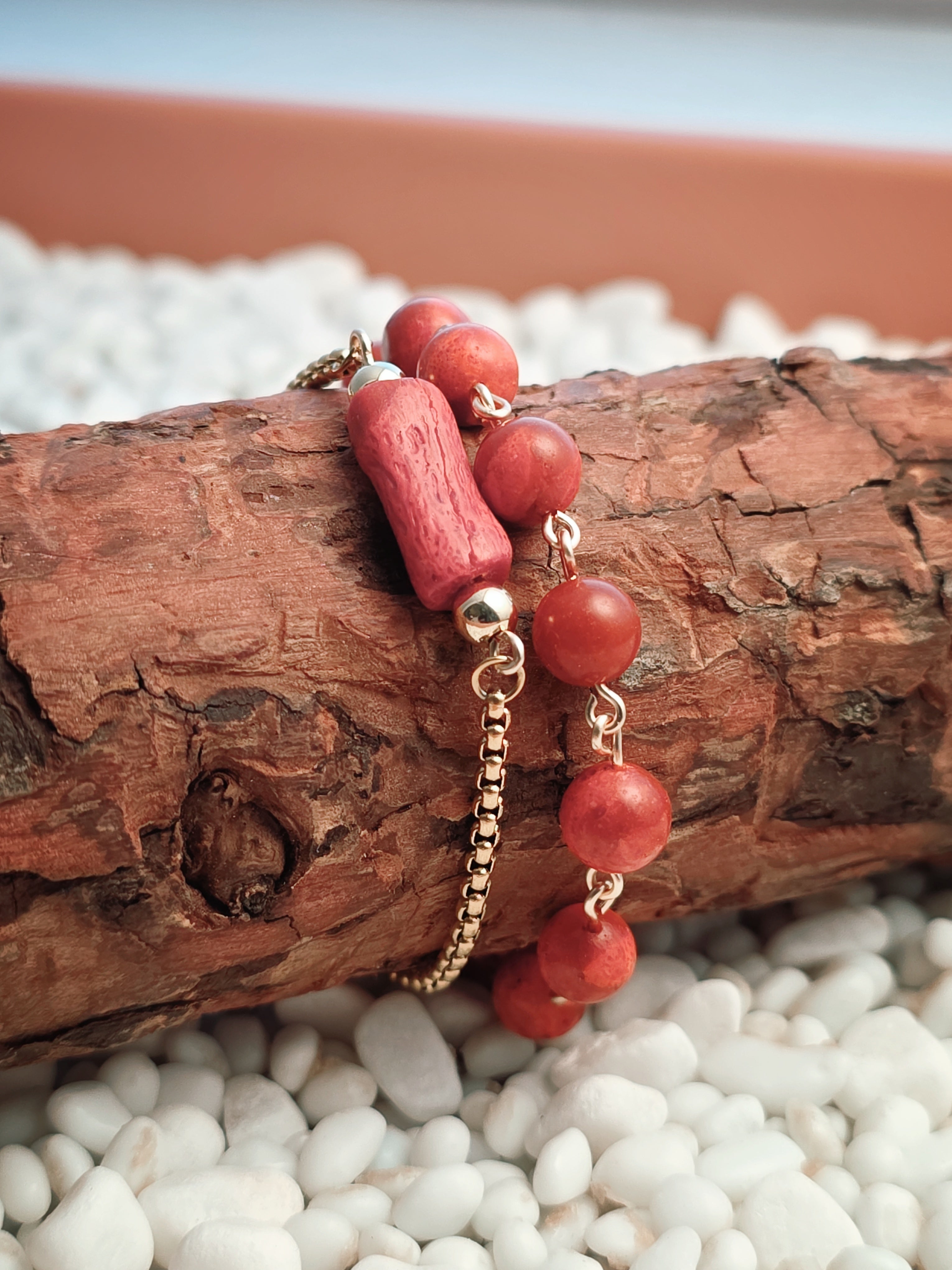 Gold Stainless Steel Coral Tube Bracelet