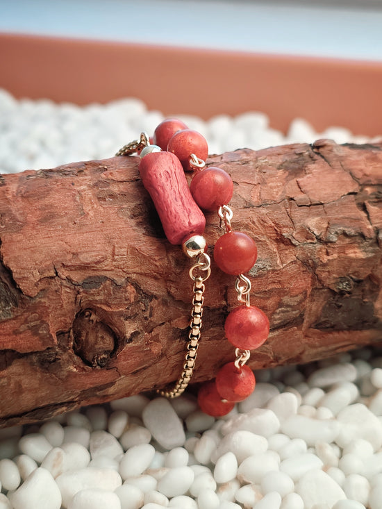 Gold Stainless Steel Coral Tube Bracelet
