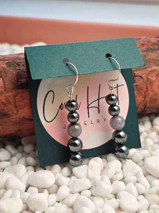 Tanzanite & Hematite Argentium Silver Earrings